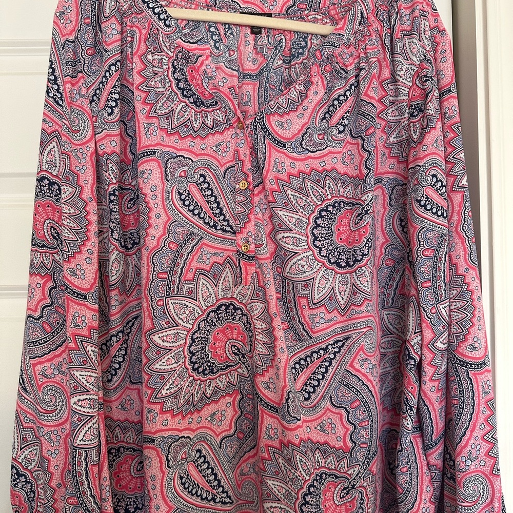Talbots Pink and Blue Paisley Blouse